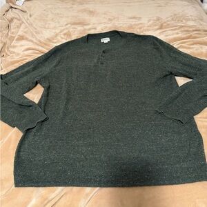 J. Crew Silk Blend Dark Green Speckled Henley Top Men’s Medium
